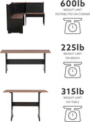 Black Pecan Five Seat Dining Set With Storage Benches