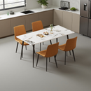 Dining Table with Sintered Stone Tabletop and Metal Legs, 63' Rectangular Modern Kitchen & Dining Room Table With 4 Dining Chairs