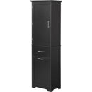 Tall Bathroom Storage Cabinet, Freestanding Storage Cabinet with Two Different Size Drawers and Adjustable Shelf, MDF Board with Painted Finish, Black