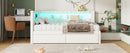 Upholstered Twin Size Platform Bed with USB Ports and LED Belt, With 2 Drawers, White