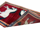 3.5 X 6 Handmade Hand-Knotted New Vintage Rug Quality Wool White Horses Red
