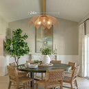 Handwoven Rattan Chandelier 24 Inch Pendant Light Fixture