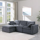 Modular Sectional Sofa, Convertible Sofa Couch, Modular Sectionals with Ottomans, 4Seat Sofa Couch with Reversible Chaise for Living Room. Chenille Grey