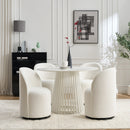 Set Of 1 Upholstered Kitchen & Dining Room Barrel Chair, Mid Century Modern Round Velvet Dining Chair, 360 Degree Swivel Comfy Armless Accent Makeup Vanity Side Chair for Bedroom Living Room