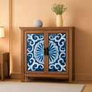 Blue Porcelain Front Accent Storage Cabinet With 2 Doors