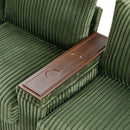 Modern 4-Seater Corduroy Sofa with USB Ports, Hidden Storage Arms, Flip-Top Cup Holders, Green, 133'