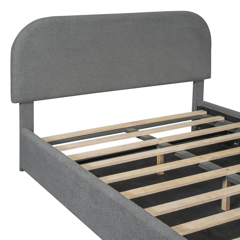 Walker Edison | Teddy Upholstered Full Size Platform Bed with Storage