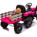 Ride on Tractor with Trailer,24V Battery Powered Electric Tractor Toy, 200w*2motor 1.86-4.97MPH/Remote Control,electric car for kids,Three speed adjustable,USB,MP3 ,Bluetooth,LED light, safety belt.