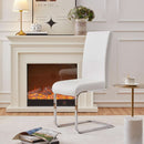 Set Of 2 High Back Faux Leather Dining Chairs White