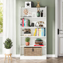 Tall White Six Tier Bookcase 72 Inches Contemporary Wood