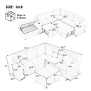 Multi-Functional Sectional Sofa Convertible Pull-out Bed with Storage Ottoman, USB Ports, Cup Holders, Chenille, Gray, 84.7'