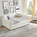 Daybed with Trundle Upholstered Tufted Sofa Bed, Full Size, Boucle Fabric, Beige(83'x58.5'x29.5')
