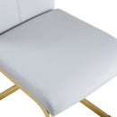 Modern Dining Chairs, PU Faux Leather High Back Upholstered Side Chair with Golden C-shaped Tube Metal Legs for Dining Room,Kitchen(Set of 2 )(LIGHT GRAY+PU)W115191487