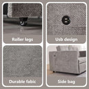 57 Inch Convertible Sofa Bed With USB Charging Ports Grey