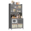 73'' Tall Kitchen Pantry Cabinet , 6 Level Flip Door with Pegboard Spacious, Adjustable & Stylish Metal Pantry Storage Cabinet, Anti-Tip Design Hutch for Kitchen, Dining Room, Living Room(Grey)