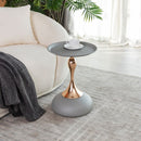 Mermaid Tail End Coffee Table Round Side Table, Modern Metal Pedestal Table, Minimalist Accent Table for Small Spaces, Drink Martini Table Decoration for Living Room