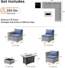 Modular Outdoor Wicker Sofa Set with Fire Pit Table