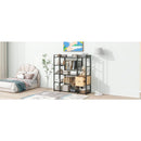 Open-Style Wardrobe with Hanging Rails, Shelves and Drawers, Black
