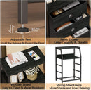 Black Night Stand With 3 Fabric Drawers And 2 Tier Shelf