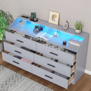 Grey Six Drawer Dresser With Power Outlet And USB Ports