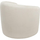 Modern Curved Back Upholstered Accent Chair, Soft Cozy Boucle Fabric, Comfortable Plush Seating, No Assembly Required, Versatile Style for Living Room/Reading Room/Bedroom, Ivory
