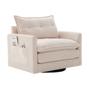 UNITED WE WIN Swivel Barrel Chair - Mid Century Modern Chair, Thick Padded Arm Chair with Solid Metal Base, Comfortable Single Sofa Chair, Swivel Accent Chair for Living Room Bedroom