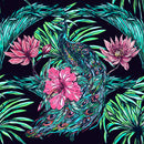 Stylish Peacocks on Dark Background Wallpaper