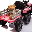 Ride on Tractor with Trailer,24V Battery Powered Electric Tractor Toy, 200wx2motor 1.86-4.97MPH/Remote Control,electric car for kids,Three speed adjustable,USB,MP3, Bluetooth,LED light, safety belt