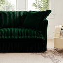 Slipcovered U Shape Sectional Wide and Deep Seat Sofa Couch, 4 Seater Sofa with French Edges Design Multiple Big Pillows, Soft Deep Seat Comfy Cloud Couch for Living Room, Apartment, Green Corduroy