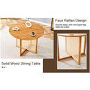 Table and chair set, ancient style solid wood dining table, imitation rattan table legs, beautiful simple solid wood dining chairation