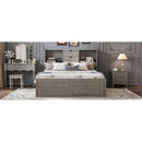 King Size Platform Bed with Storage Headboard and 8 Drawers, Gray