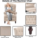 Beige Wingback Pushback Recliner With Massage Heat