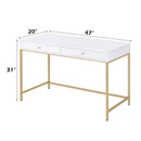 Ottey - Vanity Desk (Same 92540) - White High Gloss & Gold
