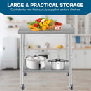 24''*18'' Commercial Work Table for Restaurant and Home Stainless Steel Kitchen Prep Table with Under Shelf and wheels