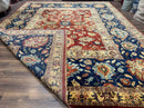 Palace Size Indo Persian Rug 12x15, Sultanabad Mahal Carpet, Red Navy Blue, Fine 210 KPSI