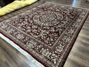 Burgundy Persian Rug 8x10, Pak Persian Floral Carpet, Very Fine 300 KPSI