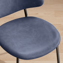 Set of 4 Upholstered PU Leather Dining Chairs Mid-Century Modern Dining Chairs with Curved Backrest for Dining Room Kitchen (Blue)