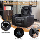 Black Power Recliner With USB Ports And Cup Holders
