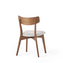 7-Piece Mid-Century Dining Set with Walnut Finished Frame, Upholstered Dining Chairs,Light Beige Chairs and Walnut Wood Table