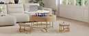 Modern Round Lift-Top Coffee Table with Storage & 3 Ottoman White & Natural