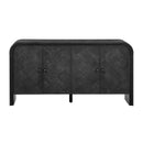 U_Style Luxury Multi-Functional MDF Sideboard– woven Wood Slat Doors, Tiered Stepped Design & Premium Solid Wood Veneer for Hallways, Living Rooms, Studies, and Corridors