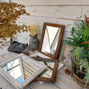 Wall Mirror Wood Framed Rustic Rectangle Small Decorative