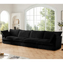 Slipcovered Long Sofa, 4 Seater Sofa with Removable Cover, Extra Deep Couch for Living Room, Corduroy Fabric Cloud Like Comfy Sofa Couch, Black Corduroy Fabric