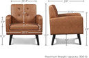 Brown PU Leather Midcentury Upholstered Ergonomic Armchair