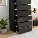 Black Handleless Dresser With 6-Drawer Storage Cabinet