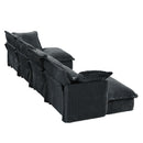 Slipcovered U Shape Sectional Wide and Deep Seat Sofa Couch, 4 Seater Sofa with French Edges Design Multiple Big Pillows, Soft Deep Seat Comfy Cloud Couch for Living Room, Apartment, Gray Corduroy