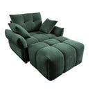 Ergonomic Single Seater Sofa with Ottoman, High-Resilience Support Cushions, Modern Lounge Chair, Green Chenille