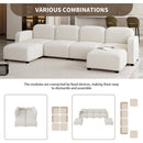 116x58" Velvet Modular Sectional Sofa,U Shaped Reversible Couch Set,Free Combination,6 Seat Sleeper Cloud Sofa Bed with Ottoman,Convertible Oversized Indoor Furniture Pieces for Living Room,Beige