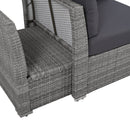 Elegant Patio Furniture Set Outdoor Daybed Rattan Sectional with Cushions and Center Table, Grey, Iron + Rattan