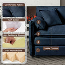 Oversized Deep Seat Sectional Cloud Sofa Sleeper with 3 Ottomans & Soft Pillows, Modular Couch Bed, Blue Chenille, 109.45 Inches